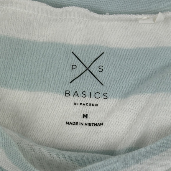 Pacsun Basics Crop Top Tshirt Womens Medium Blue White Striped - Picture 2 of 7